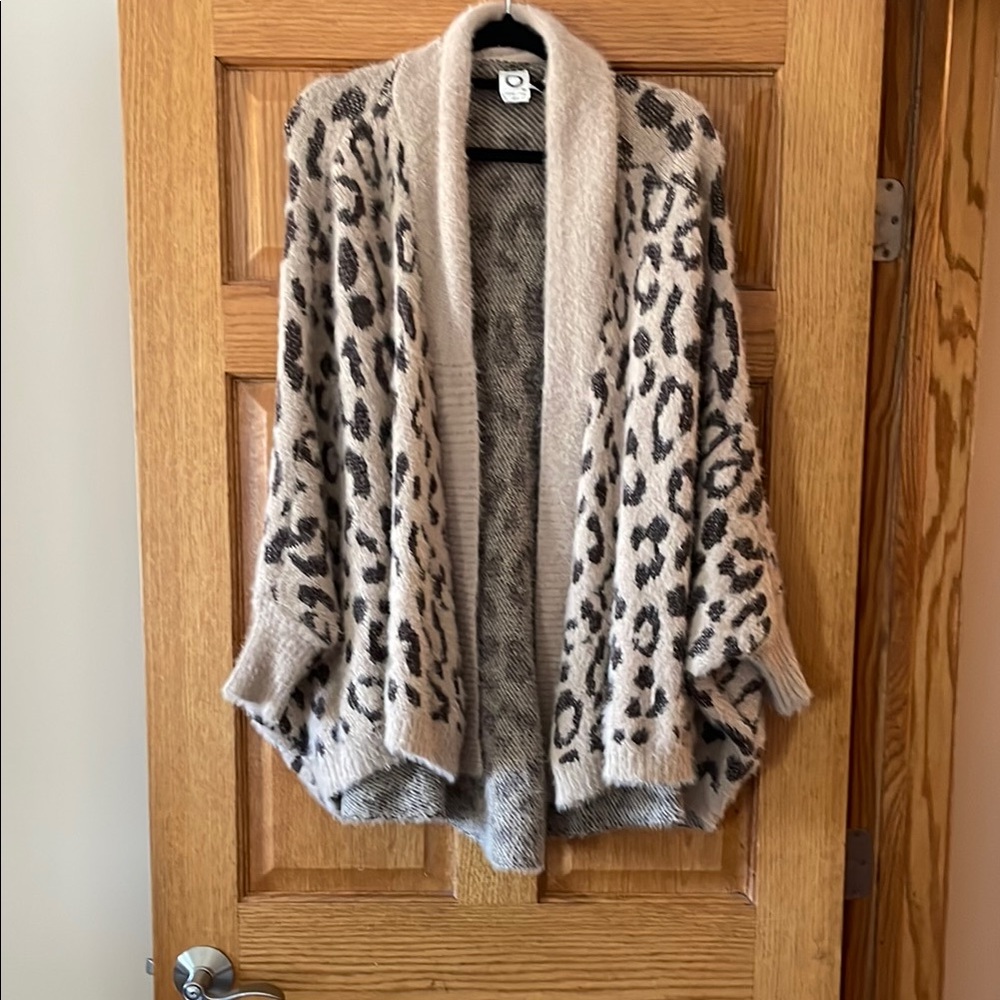 Leopard Print Open Front Cardigan